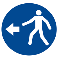 MANDATORY SIGN OF PEDESTRIAN CROSSING ON LEFT DIRECTION