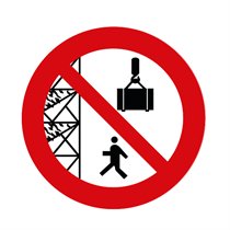 PROHIBITION SIGN : DO NOT PASS UNDER SCAFFOLDING OR SUSPENDED LOADS