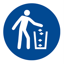 MANDATORY SIGN OF ALL TRASH IN THE PROPER CONTAINER