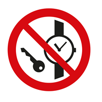 PROHIBITION SIGN : NO METAL OBJECTS 