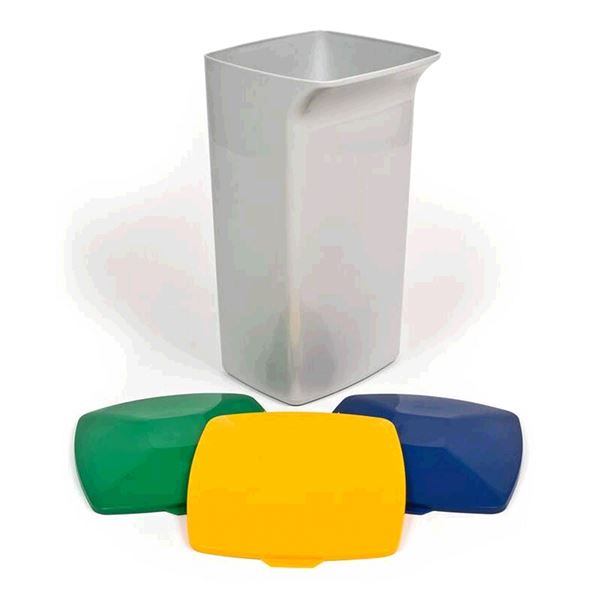 6 Coperchi Eco Per Bidone Durabin 90L - In Plastica Riciclata, Certificato Blue Angel, Colore Grigio
