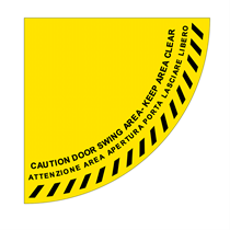 PVC LABEL: CAUTION DOOR SWING AREA KEEP AREA CLEAR
